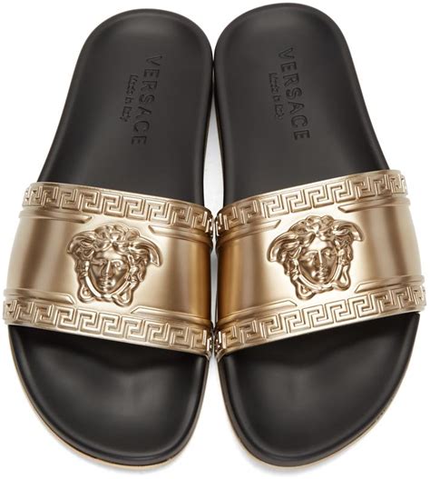 all gold versace slides|farfetch Versace flip flops.